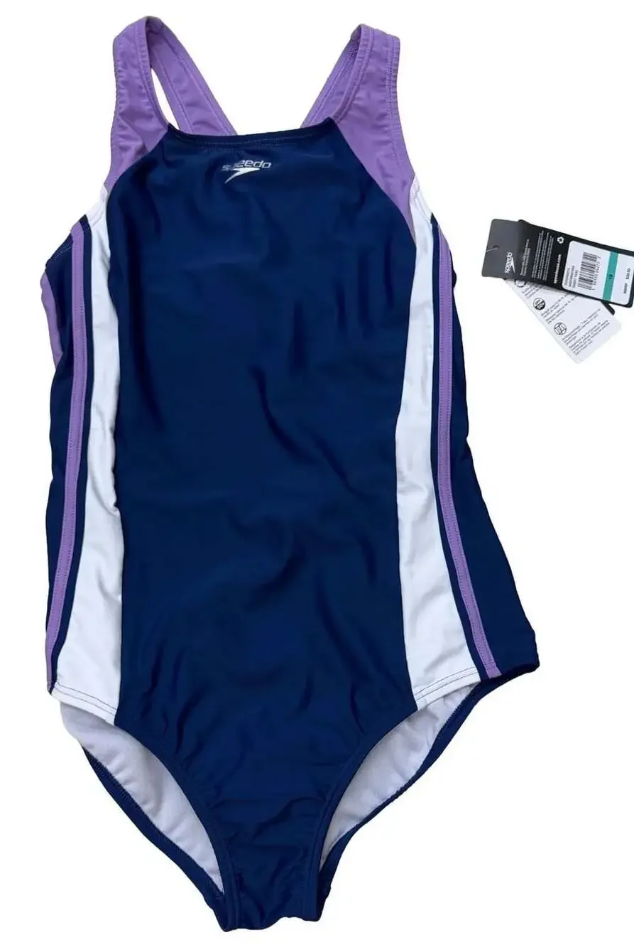 Speedo Girls Infinity Splice One Piece Swimsuit Blue/Purple
